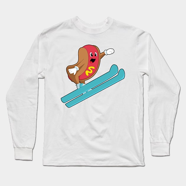 Hotdog as Ski jumper with Ski Long Sleeve T-Shirt by Markus Schnabel